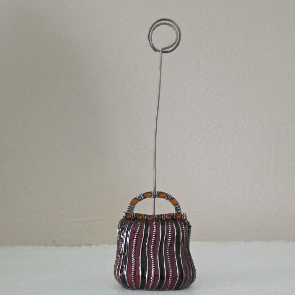 Card/Picture Holder With Metal Anchor In Shape Of A Purse